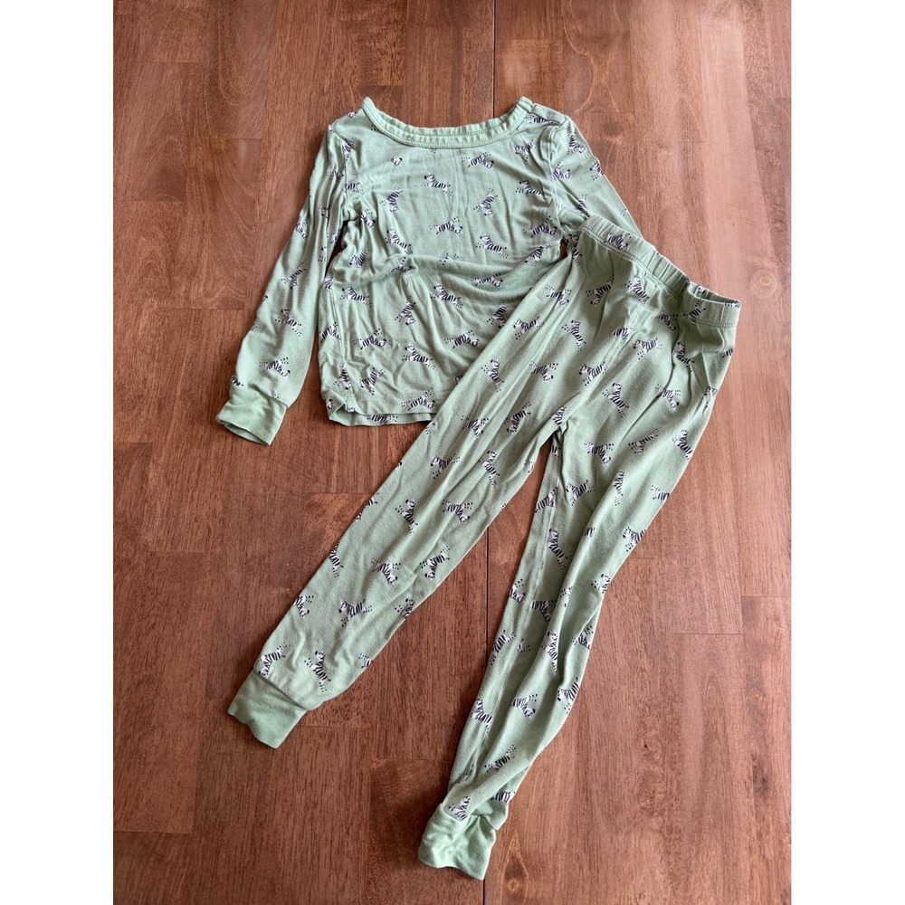 Little Me Kids 3T Zebra Print Bamboo Viscose Pajama Set Green LS616174